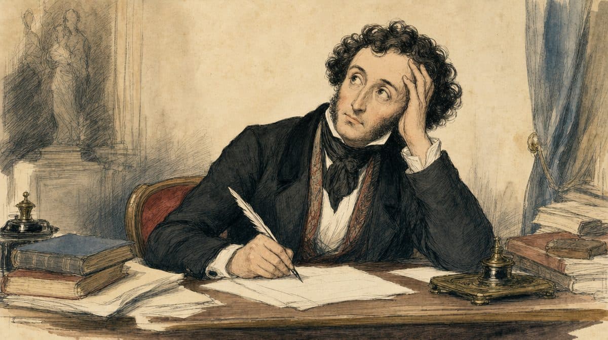 Un homme qui écrit à la plume, à son bureau.
